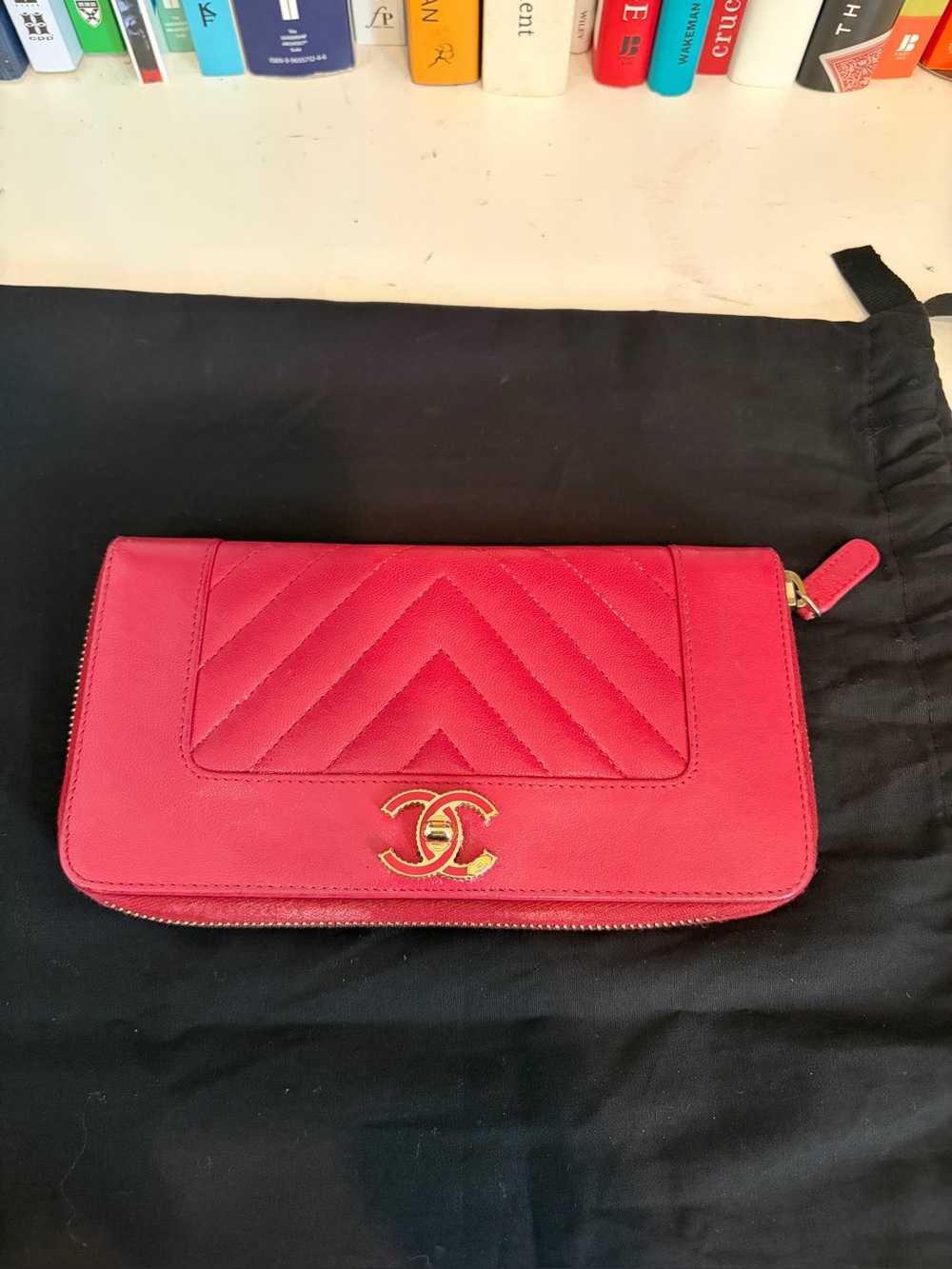 Chanel Quilted Chevron Zip Wallet